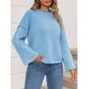 imageCicy Bell Womens Oversized Crew Neck Sweater Fall Long Sleeve Knit Tops Trendy Casual Loose Fit Pullover SweatersBlue