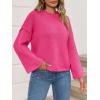imageCicy Bell Womens Oversized Crew Neck Sweater Fall Long Sleeve Knit Tops Trendy Casual Loose Fit Pullover SweatersRose Red