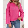 imageCicy Bell Womens Oversized Crew Neck Sweater Fall Long Sleeve Knit Tops Trendy Casual Loose Fit Pullover SweatersRose Red