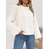 imageCicy Bell Womens Oversized Crew Neck Sweater Fall Long Sleeve Knit Tops Trendy Casual Loose Fit Pullover SweatersWhite