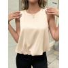 imageCicy Bell Womens Silk Satin Cropped Tank Tops Bubble Hem Summer Trendy Sleeveless Shirts Crew Neck Loose Fit BlousesBeige