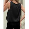 imageCicy Bell Womens Silk Satin Cropped Tank Tops Bubble Hem Summer Trendy Sleeveless Shirts Crew Neck Loose Fit BlousesBlack