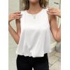 imageCicy Bell Womens Silk Satin Cropped Tank Tops Bubble Hem Summer Trendy Sleeveless Shirts Crew Neck Loose Fit BlousesWhite
