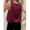 imageCicy Bell Womens Silk Satin Cropped Tank Tops Bubble Hem Summer Trendy Sleeveless Shirts Crew Neck Loose Fit BlousesWine Red