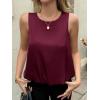 imageCicy Bell Womens Silk Satin Cropped Tank Tops Bubble Hem Summer Trendy Sleeveless Shirts Crew Neck Loose Fit BlousesWine Red