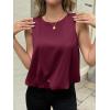 imageCicy Bell Womens Silk Satin Cropped Tank Tops Bubble Hem Summer Trendy Sleeveless Shirts Crew Neck Loose Fit BlousesWine Red