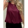 imageCicy Bell Womens Silk Satin Cropped Tank Tops Bubble Hem Summer Trendy Sleeveless Shirts Crew Neck Loose Fit BlousesWine Red