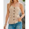 imageCicy Bell Womens Strapless Blazer Vest Sleeveless Tube Tops Striped Button Up Waistcoat Vest Business Fitted Suit VestLight Khaki