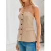 imageCicy Bell Womens Strapless Blazer Vest Sleeveless Tube Tops Striped Button Up Waistcoat Vest Business Fitted Suit VestLight Khaki