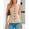 imageCicy Bell Womens Strapless Blazer Vest Sleeveless Tube Tops Striped Button Up Waistcoat Vest Business Fitted Suit VestLight Khaki