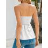 imageCicy Bell Womens Strapless Blazer Vest Sleeveless Tube Tops Striped Button Up Waistcoat Vest Business Fitted Suit VestWhite