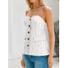 imageCicy Bell Womens Strapless Blazer Vest Sleeveless Tube Tops Striped Button Up Waistcoat Vest Business Fitted Suit VestWhite