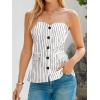 imageCicy Bell Womens Strapless Blazer Vest Sleeveless Tube Tops Striped Button Up Waistcoat Vest Business Fitted Suit VestWhite