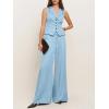imageCicy Bell Womens Vest Sets Summer 2 Piece Outfits Button Crop Blazer Vest and Wide Leg Pant SuitsLight Blue