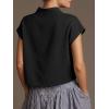 imageCicy Bell Womens Summer Cap Sleeve Blouse V Neck Casual Dressy Work Tops Loose Fit Elegant Textured ShirtsBlack