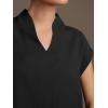 imageCicy Bell Womens Summer Cap Sleeve Blouse V Neck Casual Dressy Work Tops Loose Fit Elegant Textured ShirtsBlack