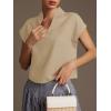 imageCicy Bell Womens Summer Cap Sleeve Blouse V Neck Casual Dressy Work Tops Loose Fit Elegant Textured ShirtsKhaki