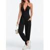 imageCicy Bell Womens Sexy Halter Jumpsuits Casual Deep V Nevk Beach Jogger Long Pants RompersBlack