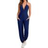 imageCicy Bell Womens Sexy Halter Jumpsuits Casual Deep V Nevk Beach Jogger Long Pants RompersNavy1