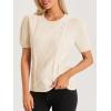 imageCicy Bell Womens Puff Short Sleeve Sweater Tops Cable Knit Crew Neck 2026 Spring Shirts Lightweight Dressy Casual SweatersApricot