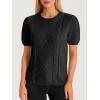 imageCicy Bell Womens Puff Short Sleeve Sweater Tops Cable Knit Crew Neck 2026 Spring Shirts Lightweight Dressy Casual SweatersBlack