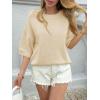 imageCicy Bell Womens Short Sleeve Sweaters Oversized Crew Neck Knit Pullover Tops Summer Loose Fit SweaterBeige