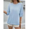 imageCicy Bell Womens Short Sleeve Sweaters Oversized Crew Neck Knit Pullover Tops Summer Loose Fit SweaterBlue