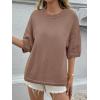 imageCicy Bell Womens Short Sleeve Sweaters Oversized Crew Neck Knit Pullover Tops Summer Loose Fit SweaterBrown