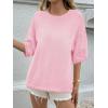 imageCicy Bell Womens Short Sleeve Sweaters Oversized Crew Neck Knit Pullover Tops Summer Loose Fit SweaterPink