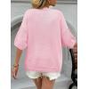 imageCicy Bell Womens Short Sleeve Sweaters Oversized Crew Neck Knit Pullover Tops Summer Loose Fit SweaterPink