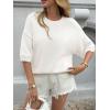imageCicy Bell Womens Short Sleeve Sweaters Oversized Crew Neck Knit Pullover Tops Summer Loose Fit SweaterWhite
