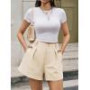imageCicy Bell Womens Summer Elastic High Waisted Shorts Pleated Wide Leg Trendy Casual A Line Comfy Short PantsApricot