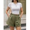 imageCicy Bell Womens Summer Elastic High Waisted Shorts Pleated Wide Leg Trendy Casual A Line Comfy Short PantsArmy Green