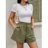 imageCicy Bell Womens Summer Elastic High Waisted Shorts Pleated Wide Leg Trendy Casual A Line Comfy Short PantsArmy Green