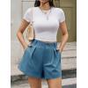 imageCicy Bell Womens Summer Elastic High Waisted Shorts Pleated Wide Leg Trendy Casual A Line Comfy Short PantsBlue Gray