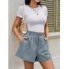 imageCicy Bell Womens Summer Elastic High Waisted Shorts Pleated Wide Leg Trendy Casual A Line Comfy Short PantsGrey