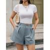 imageCicy Bell Womens Summer Elastic High Waisted Shorts Pleated Wide Leg Trendy Casual A Line Comfy Short PantsGrey