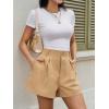 imageCicy Bell Womens Summer Elastic High Waisted Shorts Pleated Wide Leg Trendy Casual A Line Comfy Short PantsKhaki