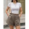imageCicy Bell Womens Summer Elastic High Waisted Shorts Pleated Wide Leg Trendy Casual A Line Comfy Short PantsMocha Brown