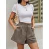 imageCicy Bell Womens Summer Elastic High Waisted Shorts Pleated Wide Leg Trendy Casual A Line Comfy Short PantsMocha Brown