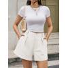 imageCicy Bell Womens Summer Elastic High Waisted Shorts Pleated Wide Leg Trendy Casual A Line Comfy Short PantsWhite
