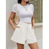 imageCicy Bell Womens Summer Elastic High Waisted Shorts Pleated Wide Leg Trendy Casual A Line Comfy Short PantsWhite