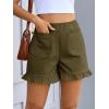 imageCicy Bell Womens Summer Ruffle Shorts High Waisted Straight Leg Cotton Short Pants Casual Dressy Comfy Pull On Shorts BottomArmy Green