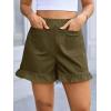 imageCicy Bell Womens Summer Ruffle Shorts High Waisted Straight Leg Cotton Short Pants Casual Dressy Comfy Pull On Shorts BottomArmy Green