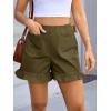 imageCicy Bell Womens Summer Ruffle Shorts High Waisted Straight Leg Cotton Short Pants Casual Dressy Comfy Pull On Shorts BottomArmy Green