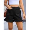 imageCicy Bell Womens Summer Ruffle Shorts High Waisted Straight Leg Cotton Short Pants Casual Dressy Comfy Pull On Shorts BottomBlack