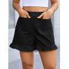 imageCicy Bell Womens Summer Ruffle Shorts High Waisted Straight Leg Cotton Short Pants Casual Dressy Comfy Pull On Shorts BottomBlack
