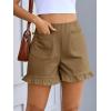 imageCicy Bell Womens Summer Ruffle Shorts High Waisted Straight Leg Cotton Short Pants Casual Dressy Comfy Pull On Shorts BottomDark Khaki