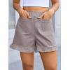 imageCicy Bell Womens Summer Ruffle Shorts High Waisted Straight Leg Cotton Short Pants Casual Dressy Comfy Pull On Shorts BottomGrey