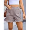 imageCicy Bell Womens Summer Ruffle Shorts High Waisted Straight Leg Cotton Short Pants Casual Dressy Comfy Pull On Shorts BottomGrey